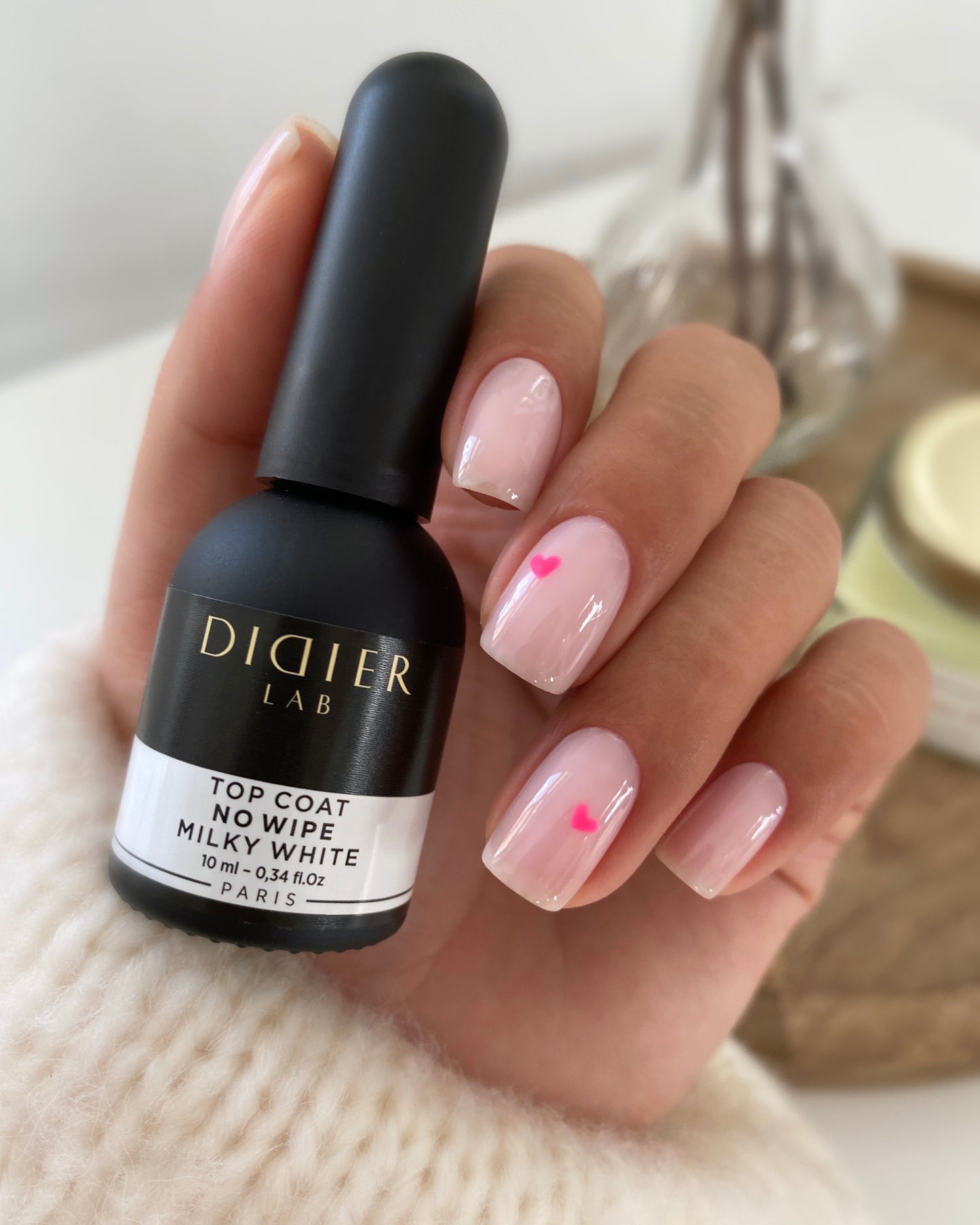 Top coat no wipe "Didier lab", Milky White, HEMA och TPO-fri, 10ml