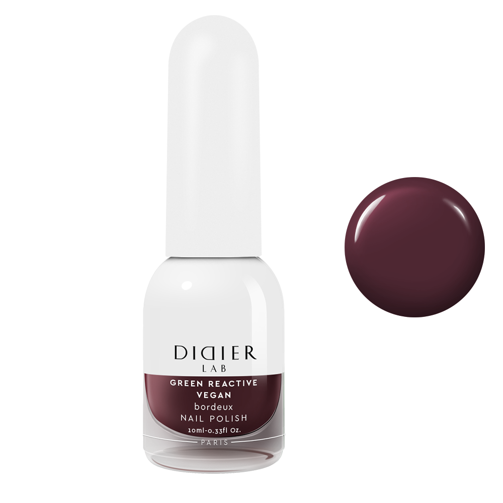 Green reactive, vegan nail polish "Didier Lab", bordeux, 10ml