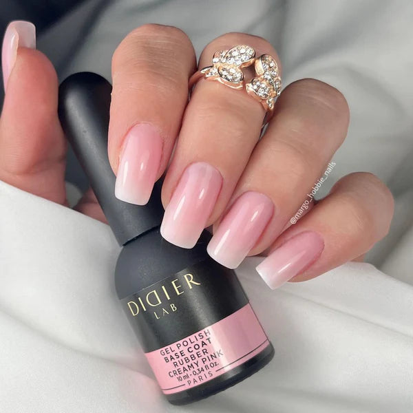 Gel polish, Rubber base coat, creamy pink, 10ml