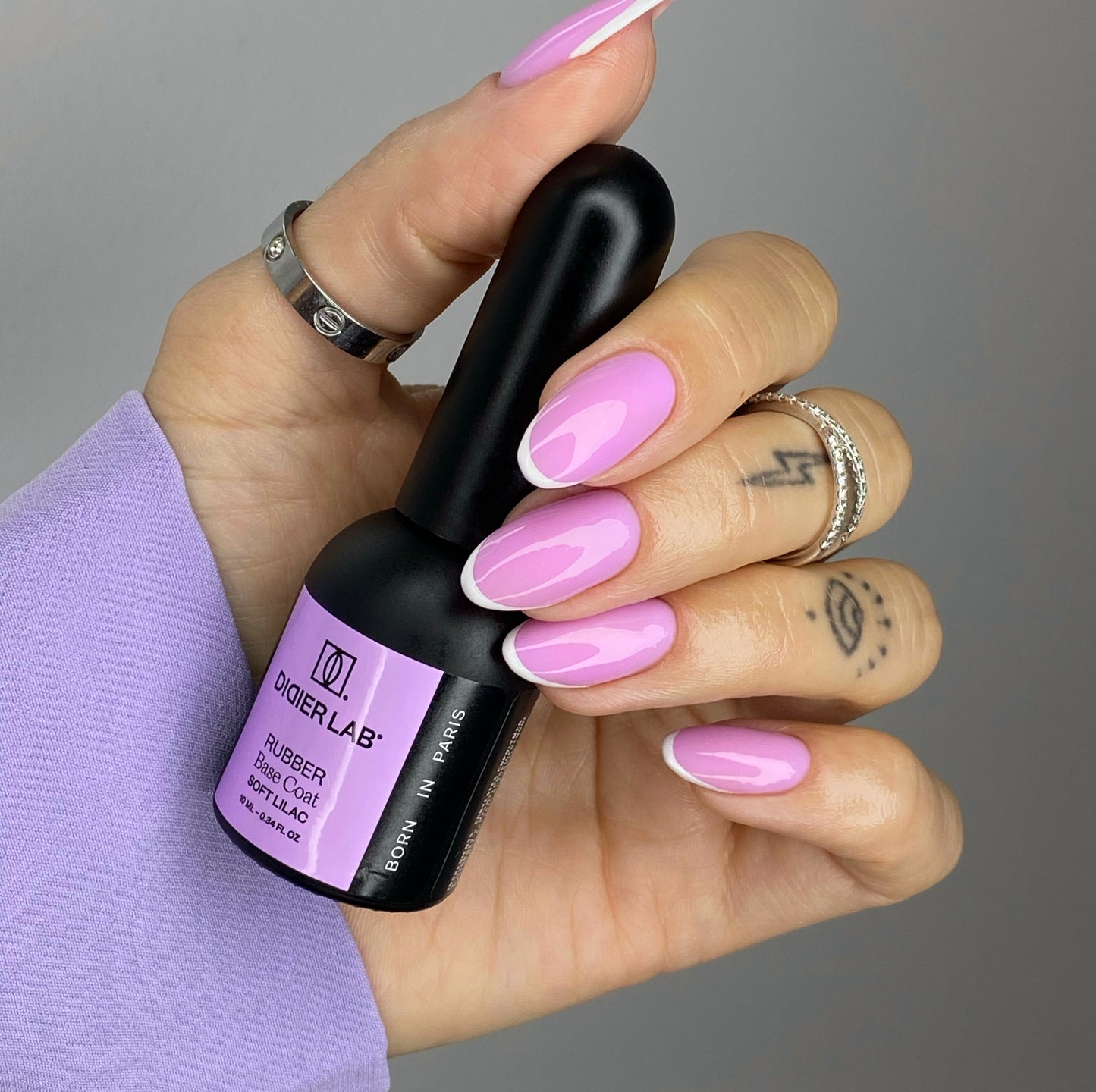Gel polish, Rubber base coat, soft lilac , 10ml