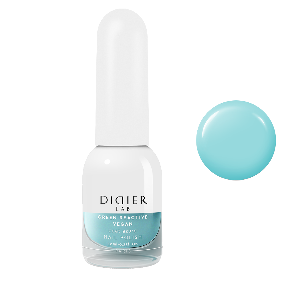 Green reactive, vegan nail polish "Didier Lab", coat azure, 10ml
