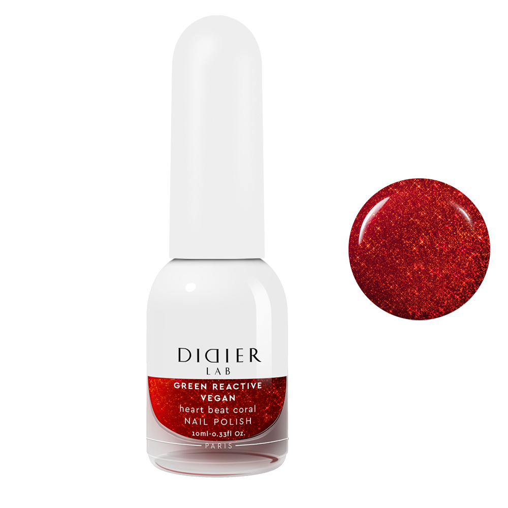 Green reactive, vegan nail polish "Didier Lab", heart beat coral, 10ml