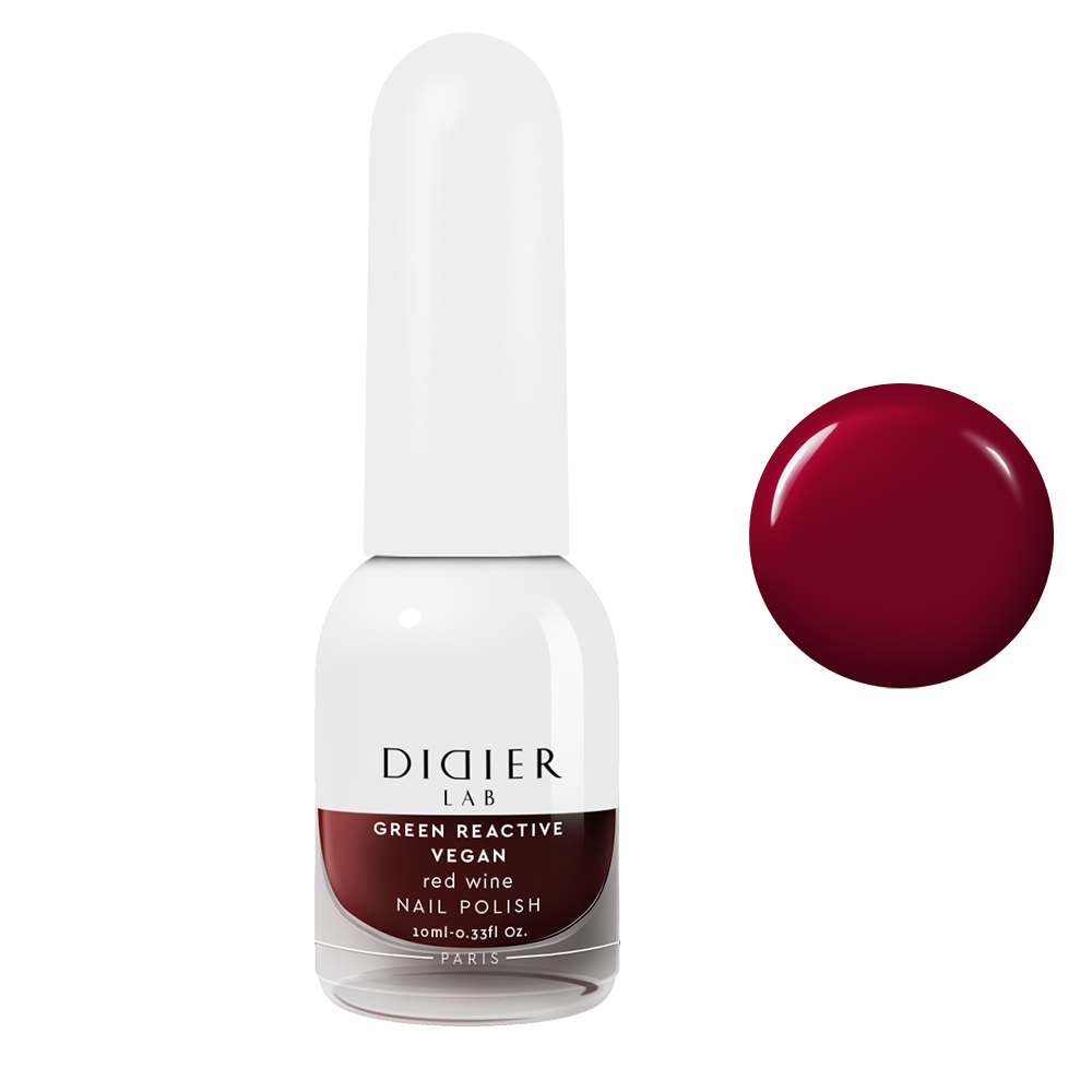 Green reactive, vegan nail polish "Didier Lab", red wine, 10ml